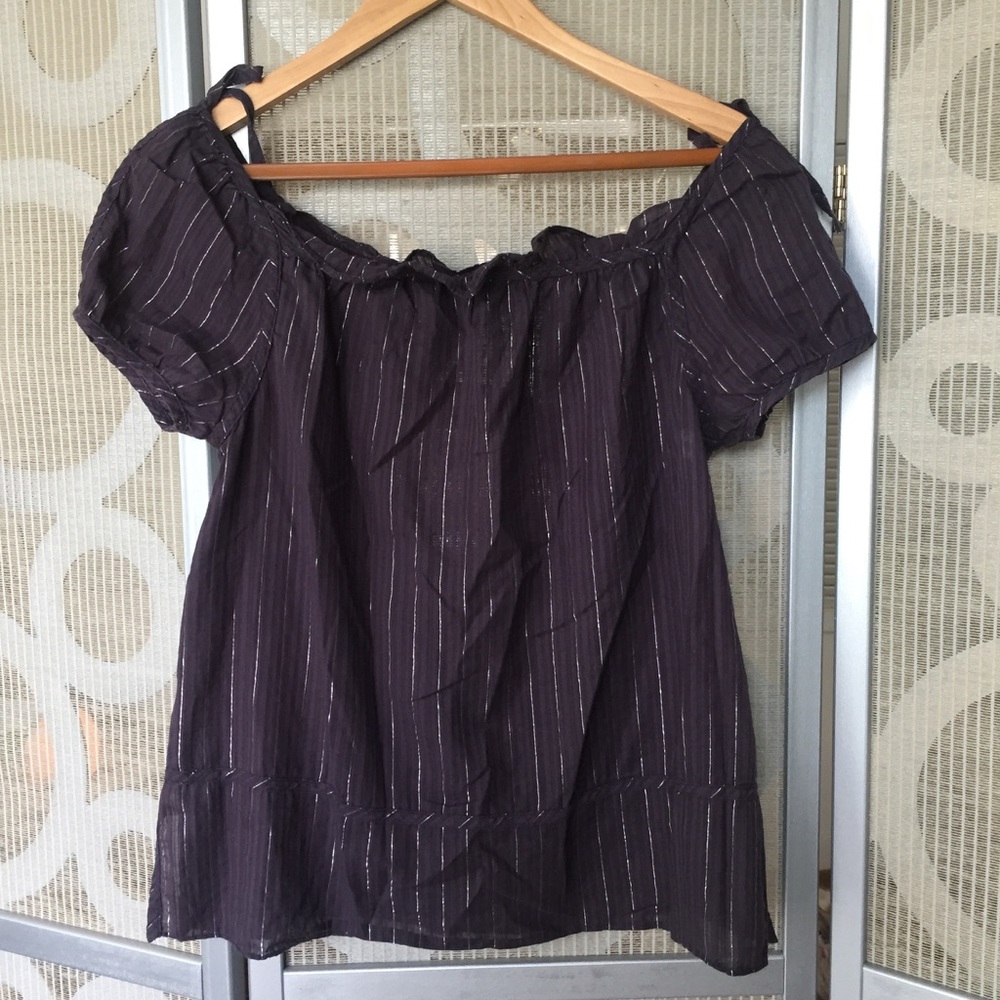 MARC JACOBS pin stripe peasant top w puffy sleeves